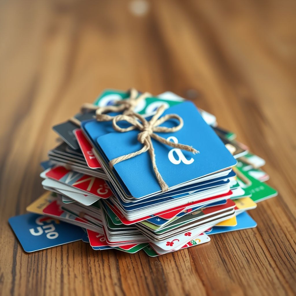 Stack of Gift Cards on a table